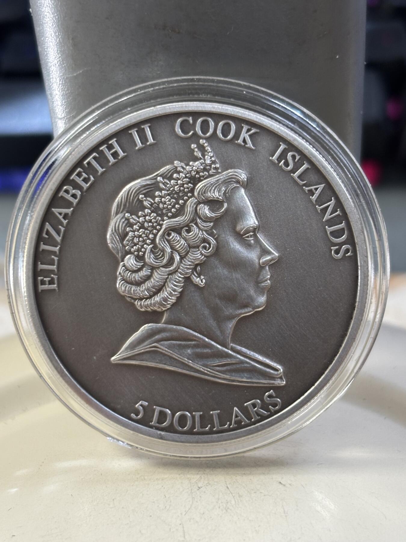 第188期拍卖 库克2010年镶嵌利比亚HAH280陨石彩色仿古纪念银币,25克，发行2500枚，