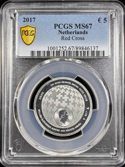 【雨安】【直播拍卖】【第0124期-评级币章】2026-01-17 周六 19:30 - [评级欧元] Netherlands 欧元 荷兰 5欧元 2017年 红十字会  PCGS-MS67