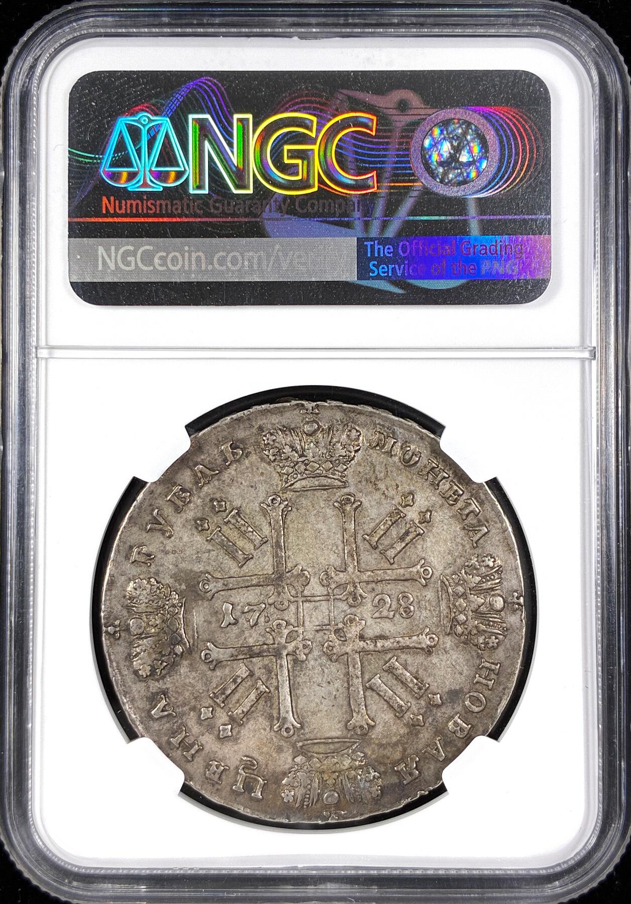 【雨安】【直播拍卖】【第0124期-评级币章】2026-01-17 周六 19:30 [评级欧洲] Russia 沙俄 1卢布 1728年 彼得二世  NGC-AU53