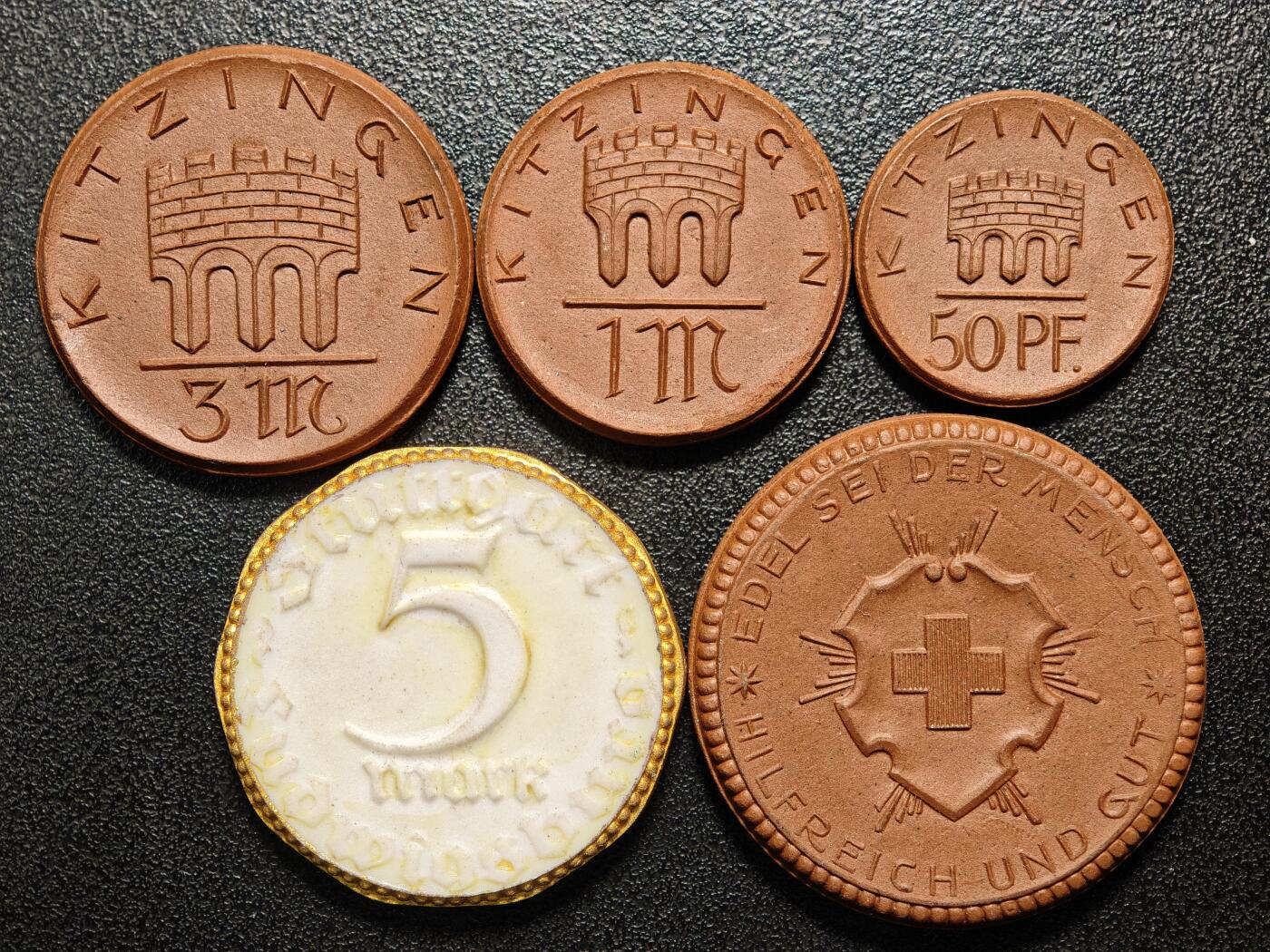 【德藏】世界币章拍卖第162期（拍品征集中~欢迎藏友联系） 5枚一组 德国陶瓷比4枚 及 陶瓷章1枚 详细尺寸请看拍品介绍
