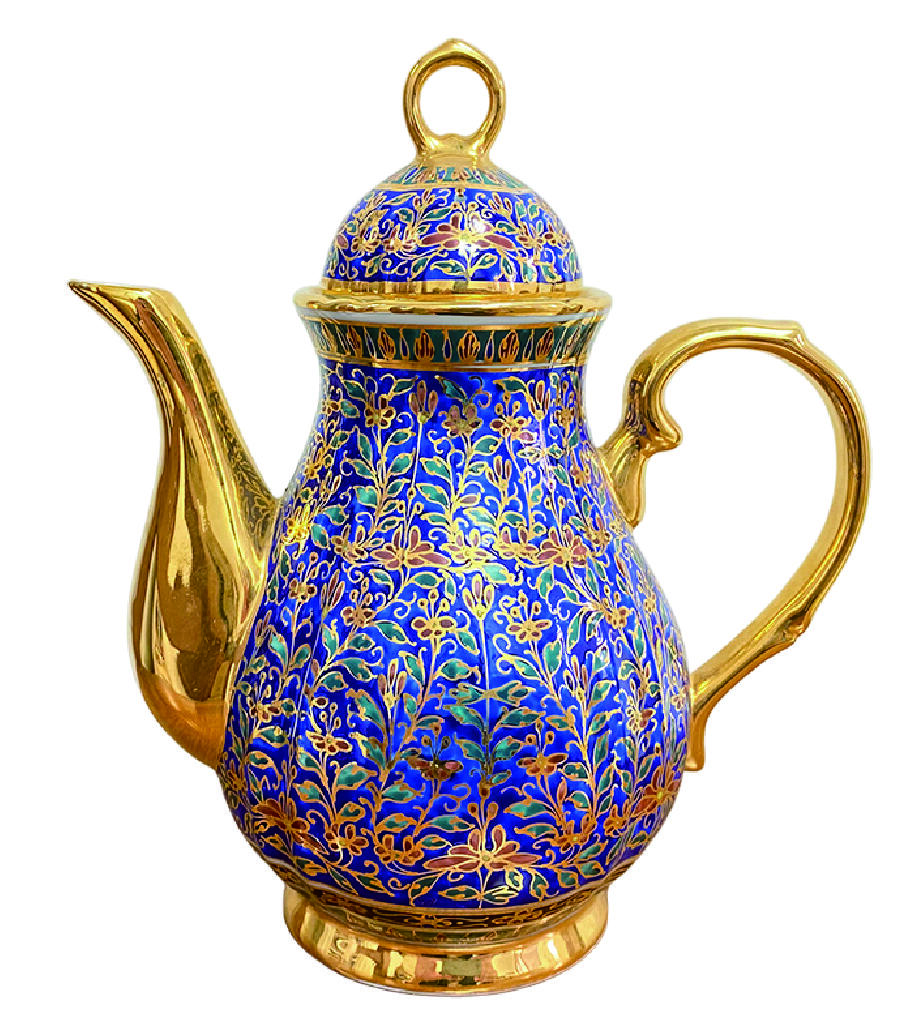 上海拍卖行2025年秋季古董珍玩拍卖会 泰国皇室品牌手绘描金珐琅彩茶壶(H:21cm)