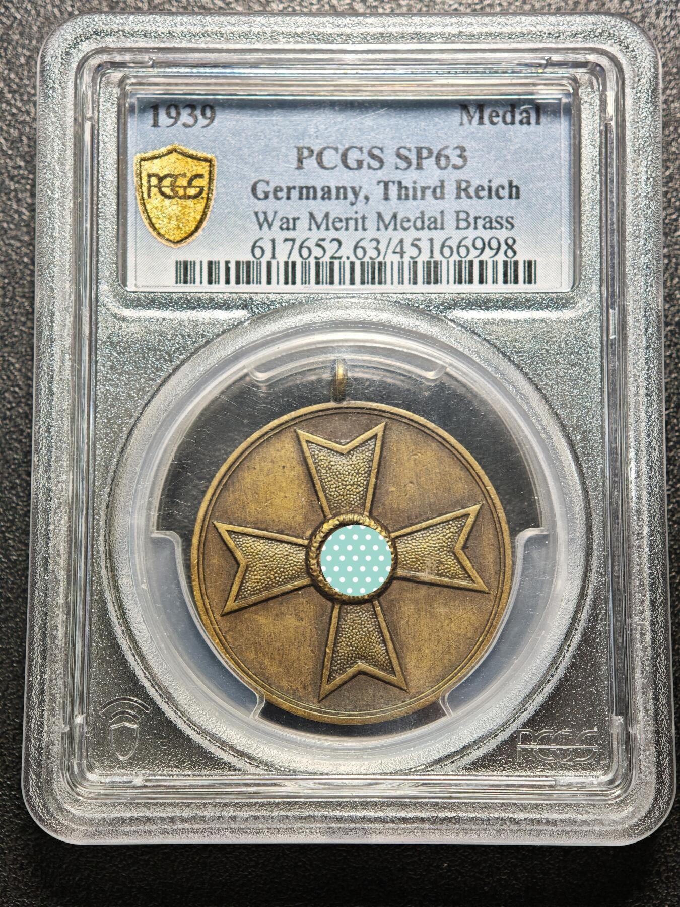 【德藏】世界币章拍卖第162期（拍品征集中~欢迎藏友联系） 1939年 德国德国民族社会主义工人党标志铜章原铸吊环 PCGS MS63（原图请查询PCGS评级公司官网）
