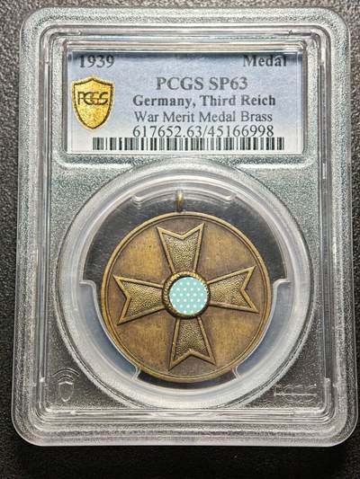 【德藏】世界币章拍卖第162期（拍品征集中~欢迎藏友联系） - 1939年 德国德国民族社会主义工人党标志铜章原铸吊环 PCGS MS63（原图请查询PCGS评级公司官网）