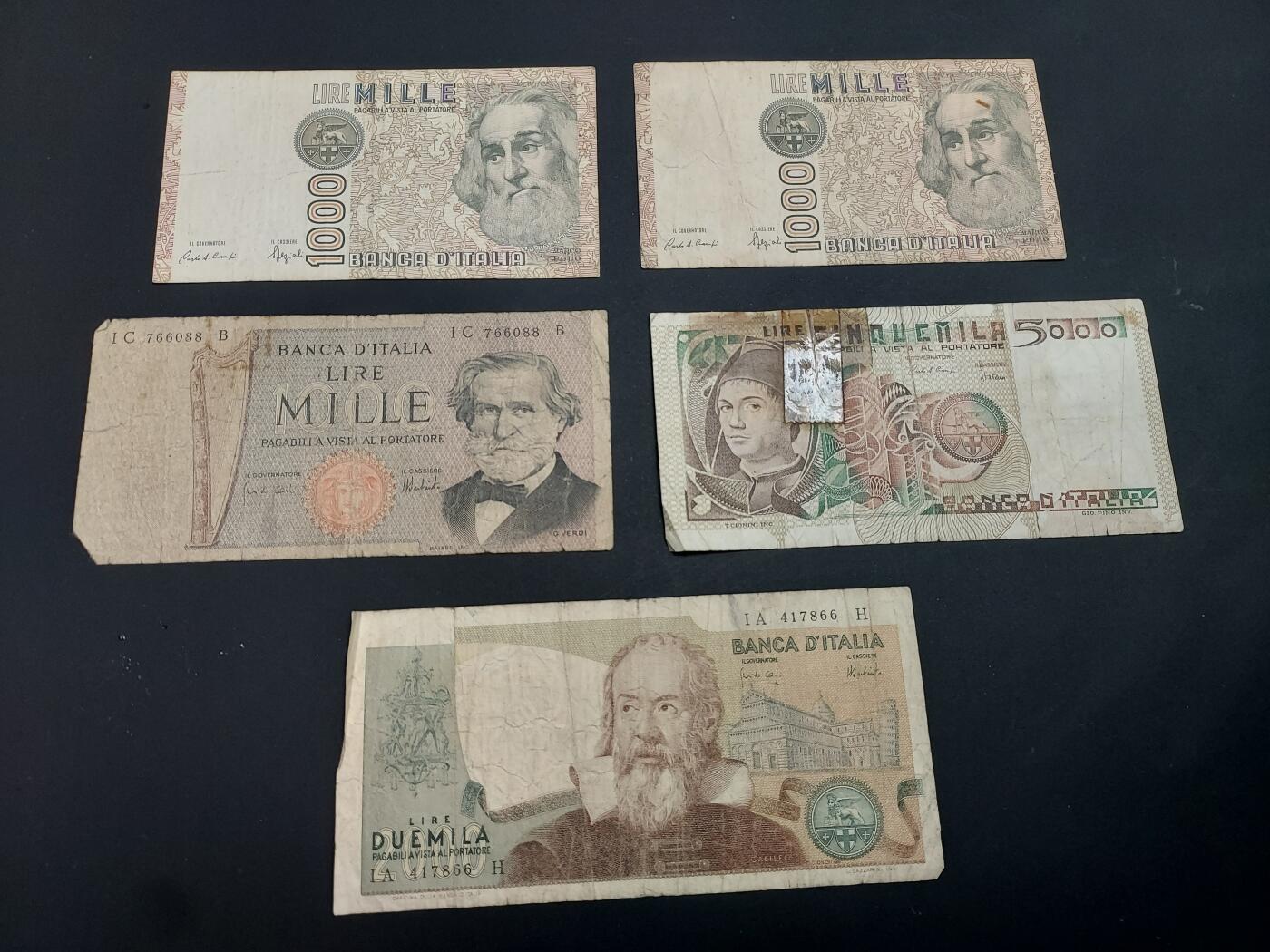 博彦收藏   1月19日 8点 钱币专场 全场包邮 意大利旧版里拉5枚，流通品