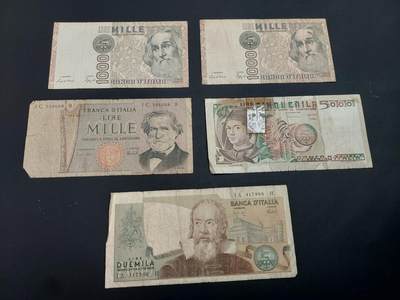 博彦收藏   1月19日 8点 钱币专场 全场包邮 - 意大利旧版里拉5枚，流通品