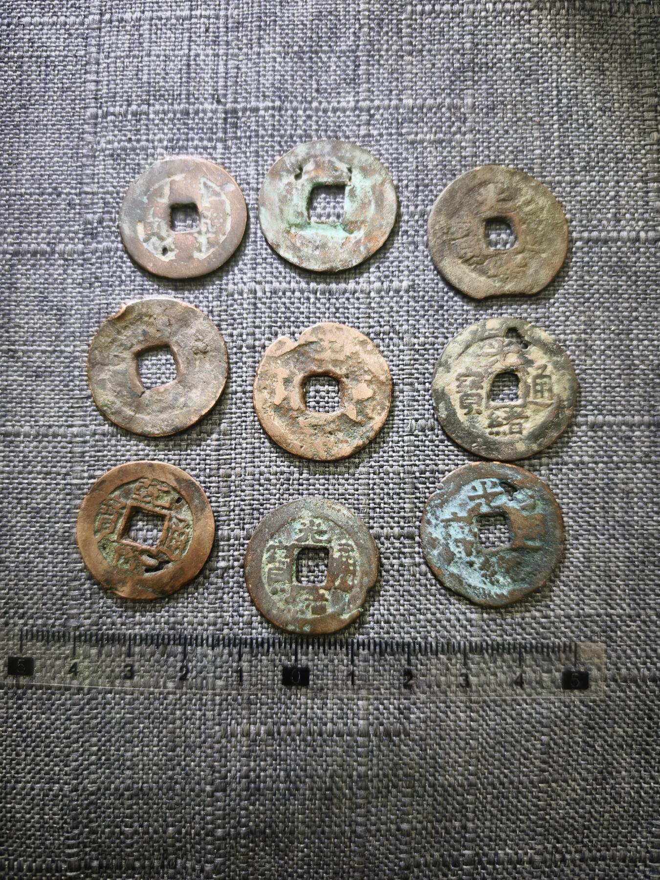 107期新疆红钱粟特钱币丝路钱币专场 毛病新疆红钱版式一组九个