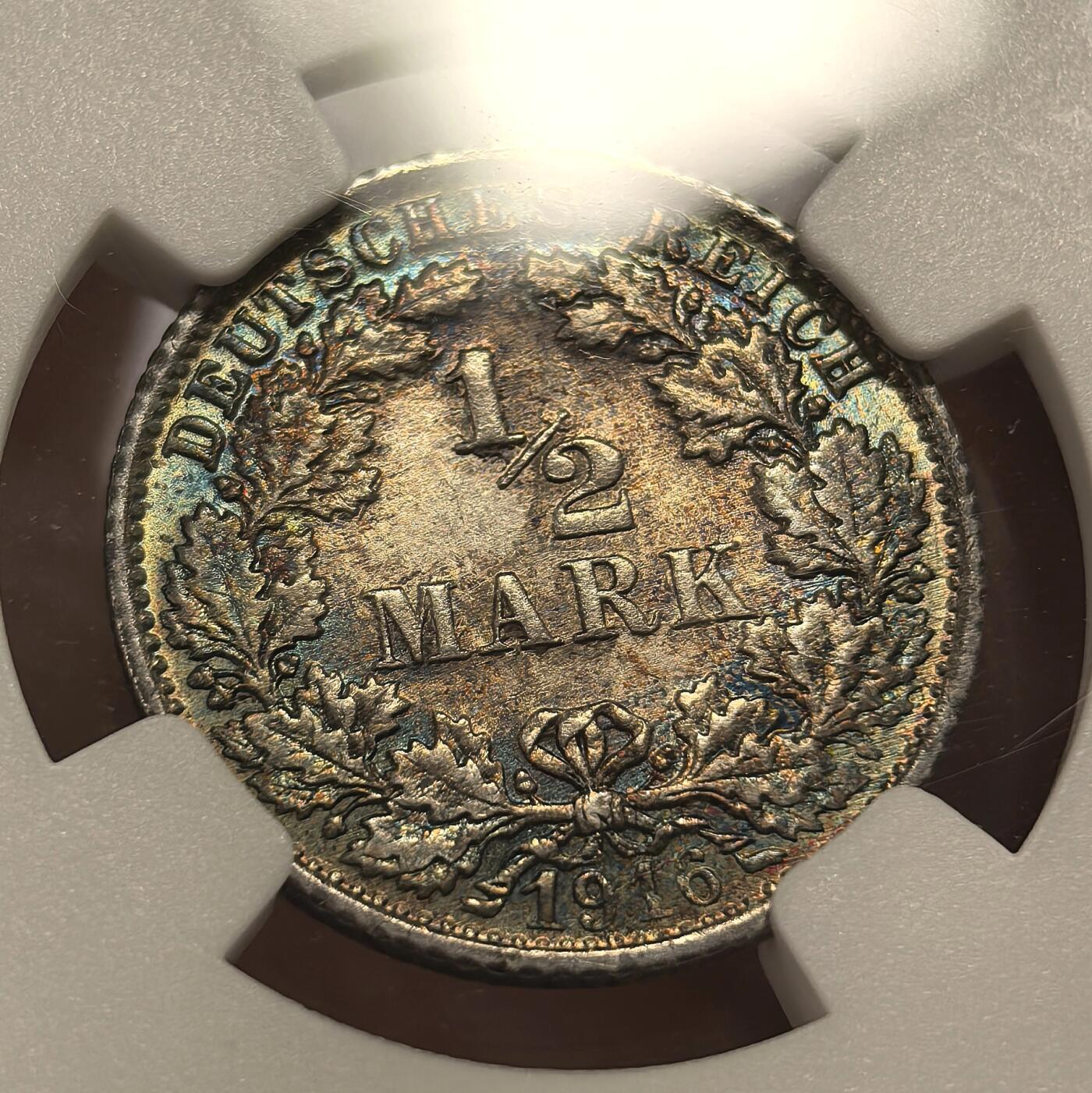 博洋堂世界钱币拍卖第157期（全场包邮） NGC MS64 德国1916年F版1/2马克银币