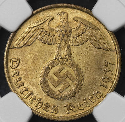 修遠堂世界钱币第101期 - NGC MS63 1937年德国10芬尼 J厂铭