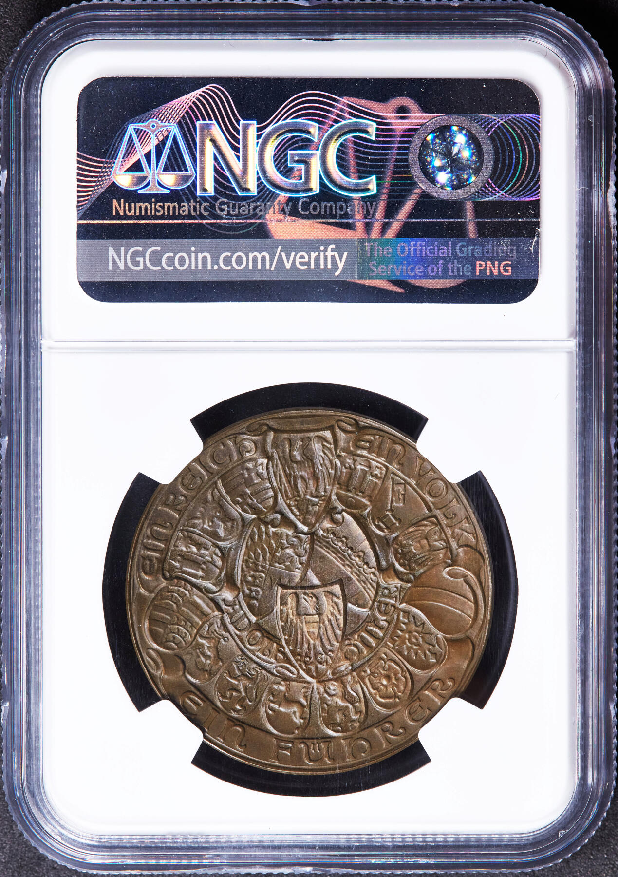 【俄甄集藏】“万象更新、马呈祥瑞”迎新春俄甄精品场-2026年(047)01-21 星期三 晚 19:30 全场包邮 德国第三帝国1938年纪念奥地利合并铜章，NGC MS64，卡尔·哥茨作品，巧克力包浆，铜章稀有