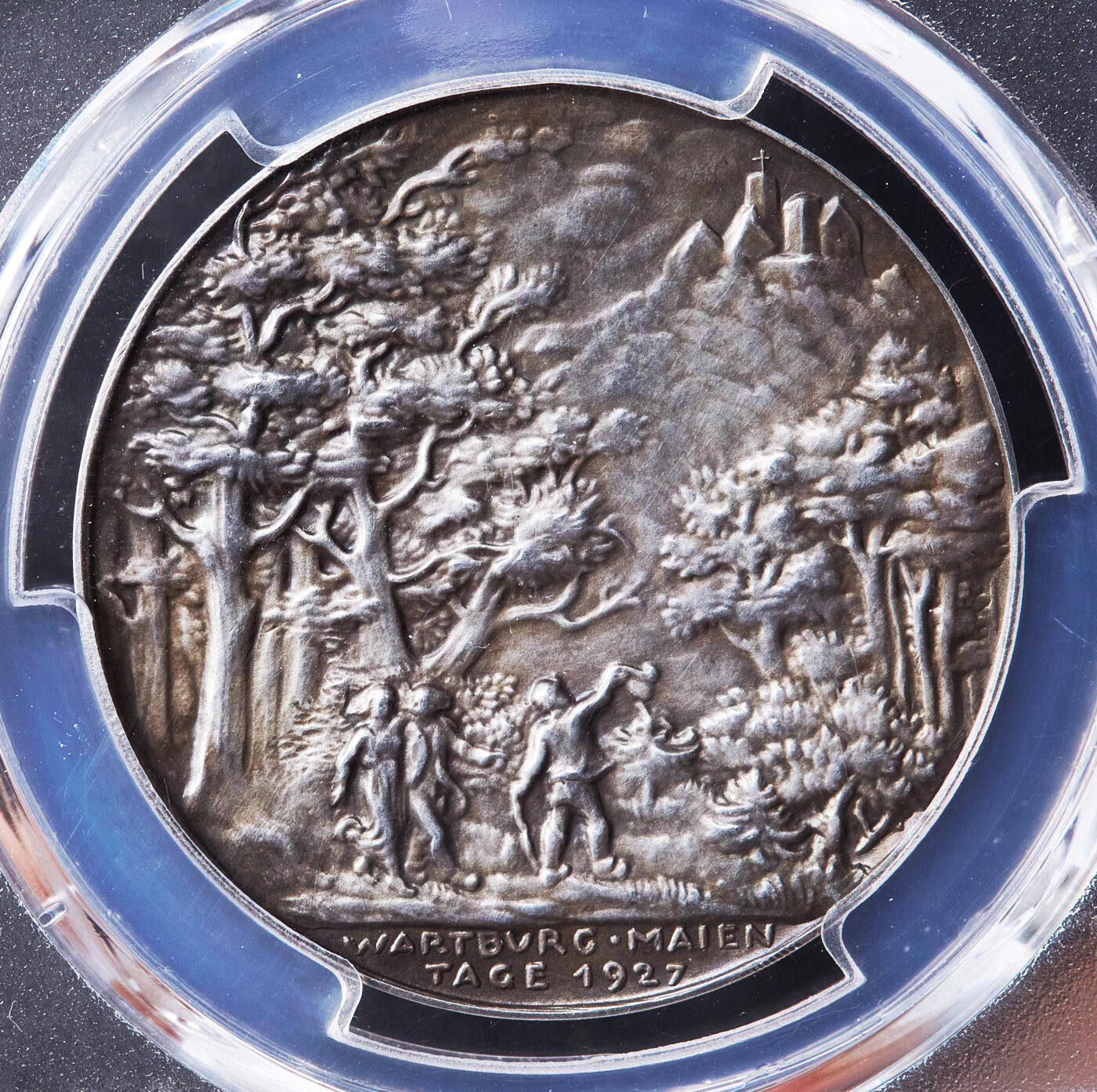 【俄甄集藏】“万象更新、马呈祥瑞”迎新春俄甄精品场-2026年(047)01-21 星期三 晚 19:30 全场包邮 德国魏玛1927年音乐家韦伯逝世百年暨瓦特堡五月古典音乐节纪念银章，PCGS SP63，冠军，黄油酱彩包浆，稀有品种