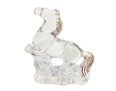 上海拍卖行2025年秋季古董珍玩拍卖会 - 法国Baccarat"生肖马"飘金水晶摆件(17x18cm)