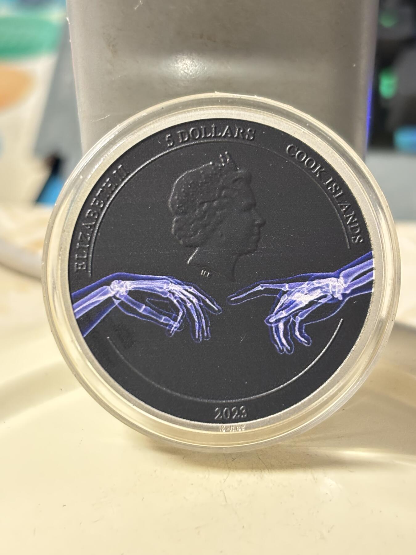 第188期拍卖 库克2023年X光3米开朗基罗创世纪1盎司银币，999银，发行1500枚