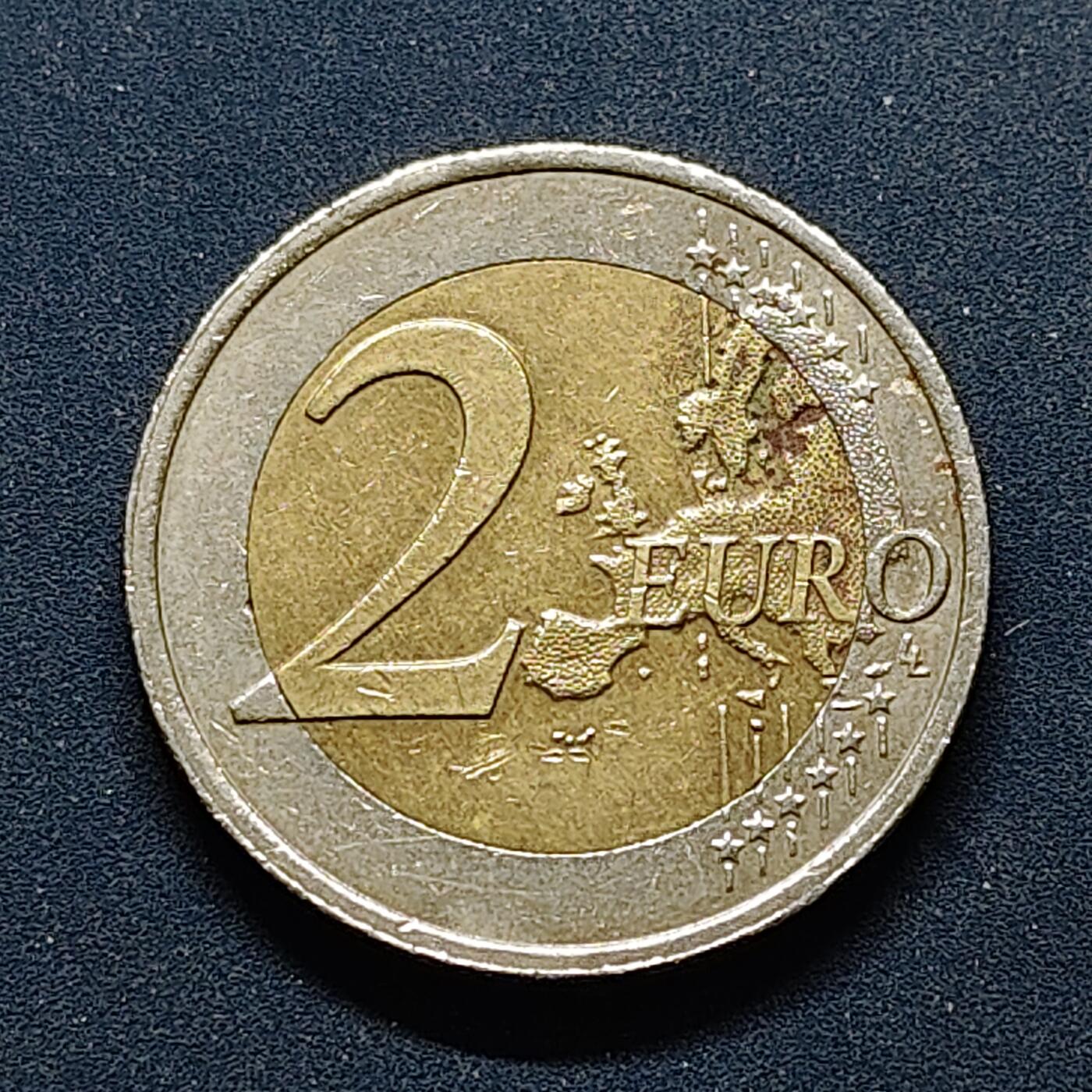 【全场包邮】纯粹捡漏拍494场 荷兰2009年2欧元欧洲货币联盟成立10周年双色纪念币