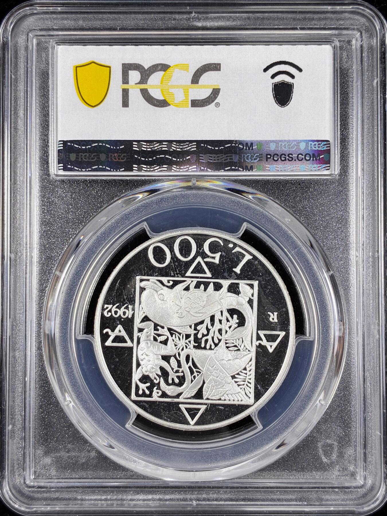 【雨安】【直播拍卖】【第0124期-评级币章】2026-01-17 周六 19:30 [评级现代] Italy 意大利 500里拉 1992年 动物和植物 PCGS-PR69DCAM 精制币