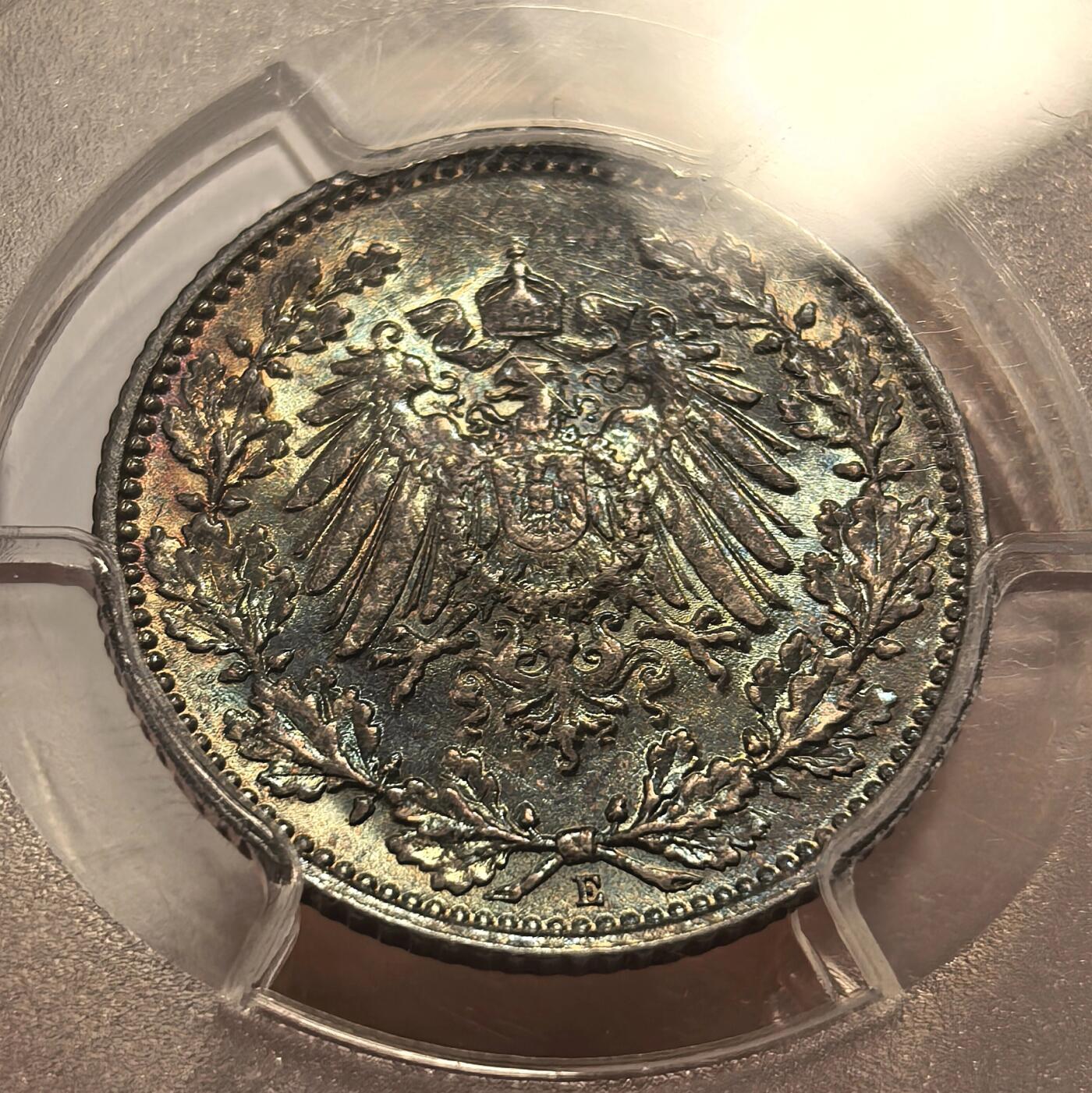 博洋堂世界钱币拍卖第157期（全场包邮） PCGS MS64 德国1908年E版1/2马克银币