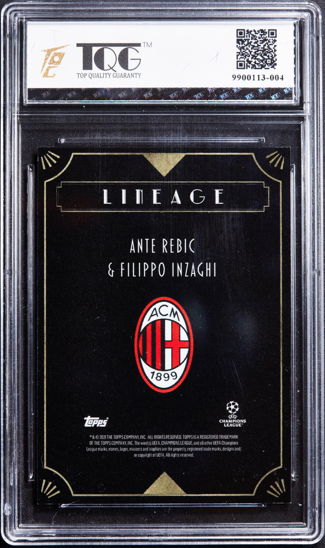 【俄甄集藏】“万象更新、马呈祥瑞”迎新春俄甄精品场-2026年(047)01-21 星期三 晚 19:30 全场包邮 卡片-Topps意大利AC米兰足球队明星菲利普·因扎吉与安特·雷比奇，TQG 8.5，2021年限量版，65/99