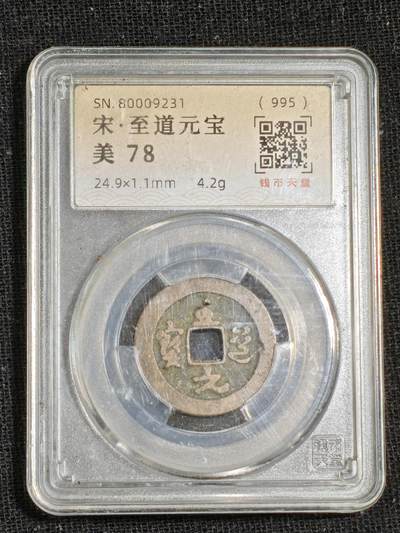 刘世昌艺术品销售中心～虎踞龙蟠*金杨在线联拍群第515期 - 995年宋.至道元宝（钱币天堂   美78   串号：80009231）1枚。