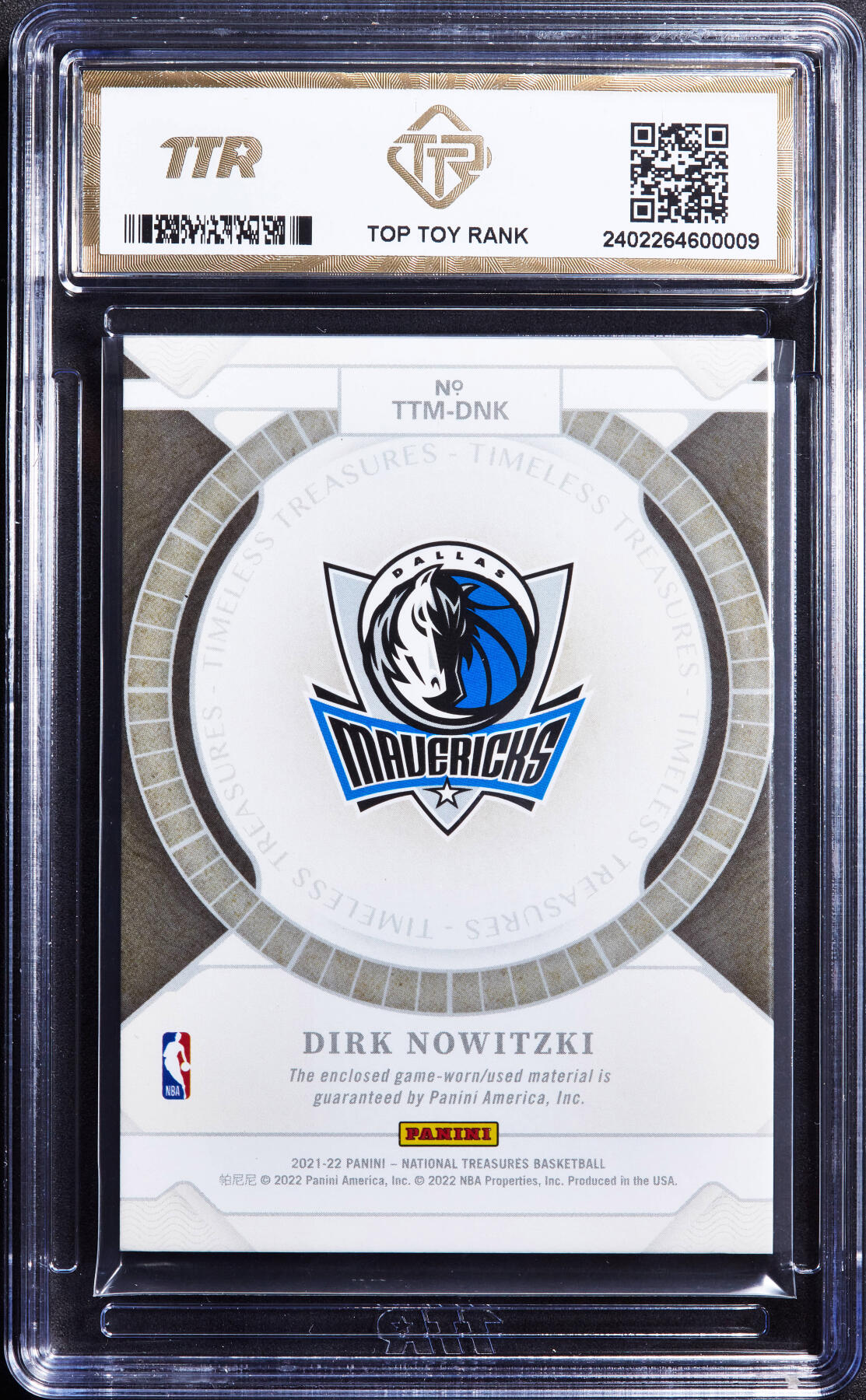 【俄甄集藏】“万象更新、马呈祥瑞”迎新春俄甄精品场-2026年(047)01-21 星期三 晚 19:30 全场包邮 卡片-Panini NBA德国篮球明星德克·诺维茨基，TTR 9.0，2021年传奇物料落场球衣原件
