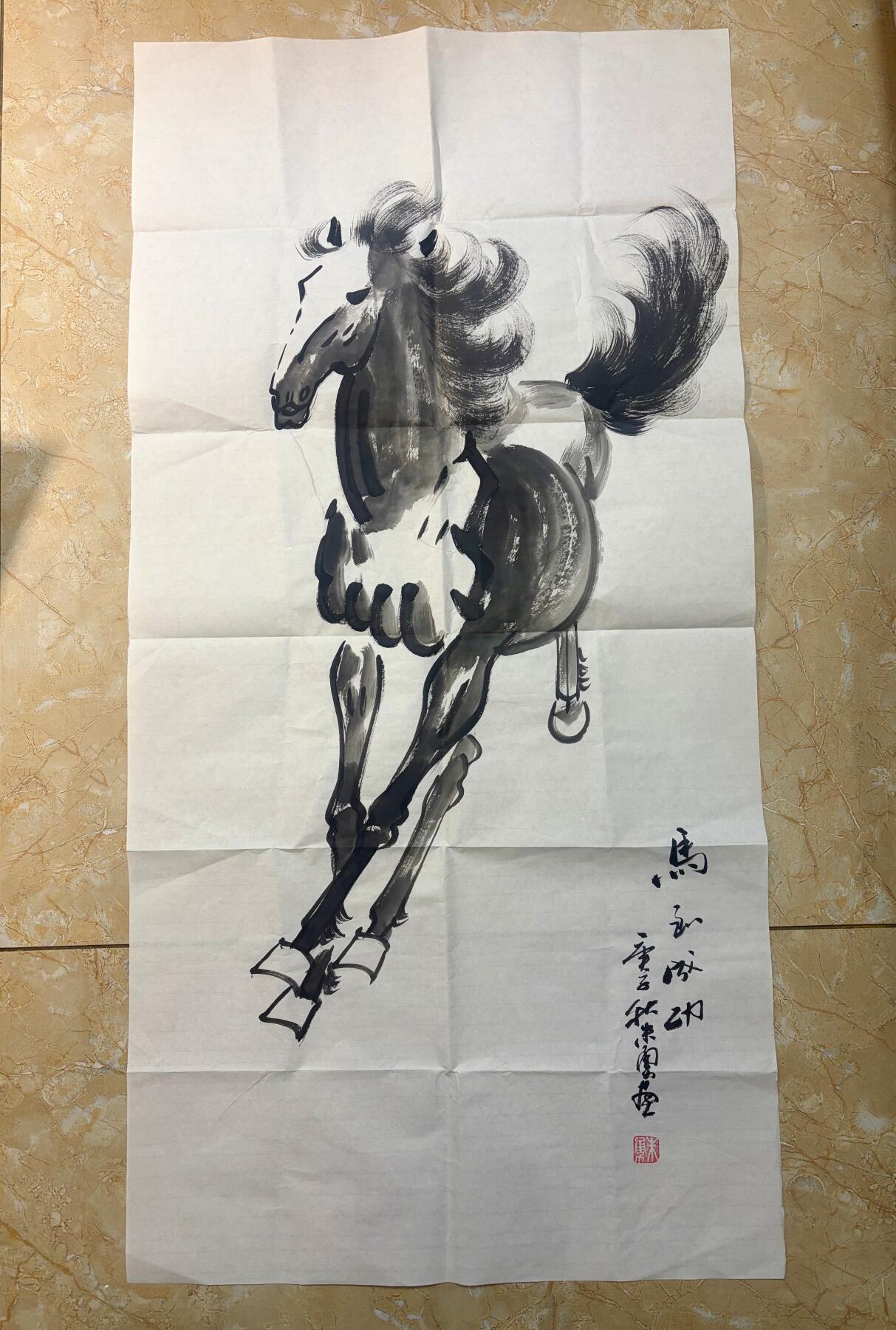 NO.21 好又多金牌大场，新店点关注不迷路！每周一站式配齐，方便凑单！（周6晚8点截拍，卖家送拍0抽成！） 【国画】石川老师绘 马到成功 带盖章收藏证 50*100cm【一跃平川驰广陌，功成不负少年游】