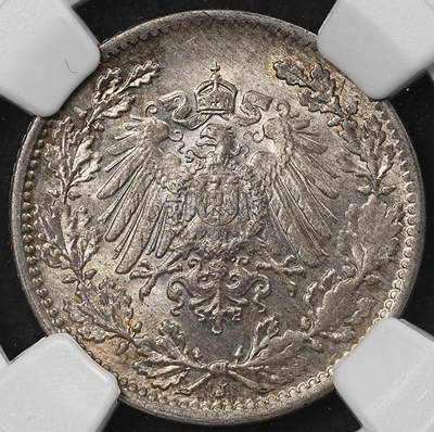 修遠堂世界钱币第101期 - NGC MS65 1918年德国1/2马克银币 J厂铭