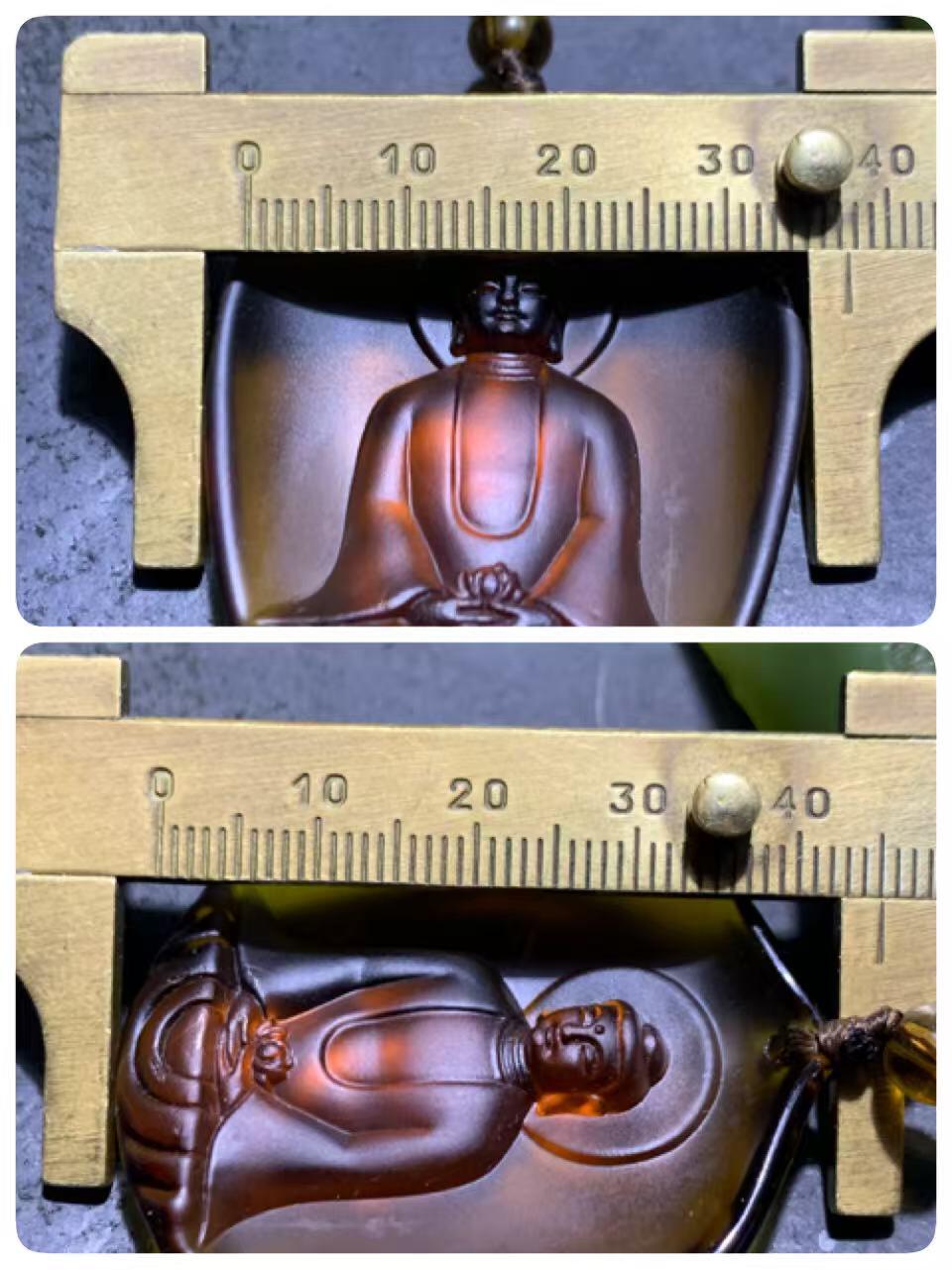 放福利！精美古法琥珀色琉璃如来佛祖吊坠一个！