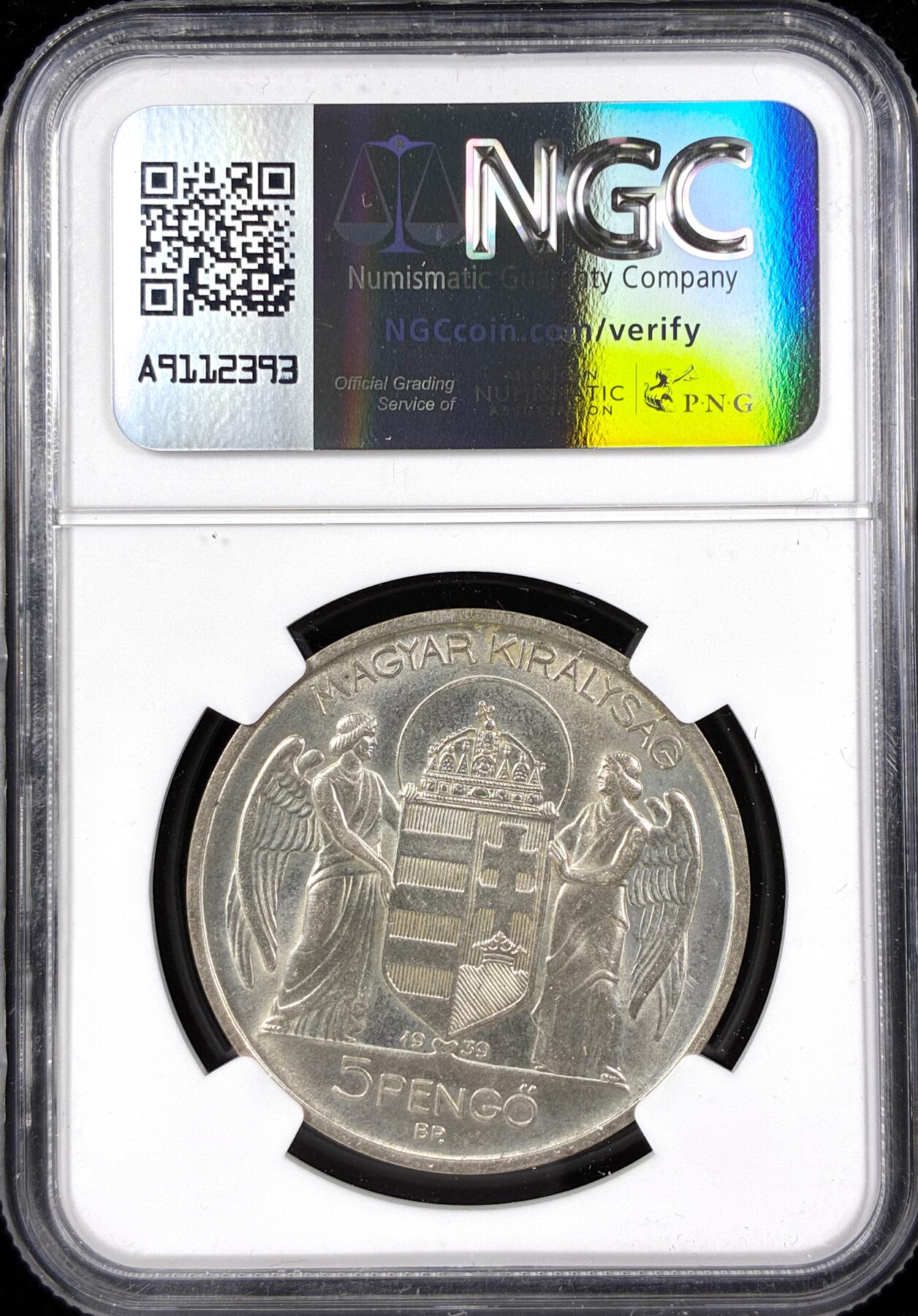 【雨安】【直播拍卖】【第0124期-评级币章】2026-01-17 周六 19:30 [评级欧洲] Hungary 匈牙利 5克朗 1939年 霍尔蒂海军上将  NGC-UNC