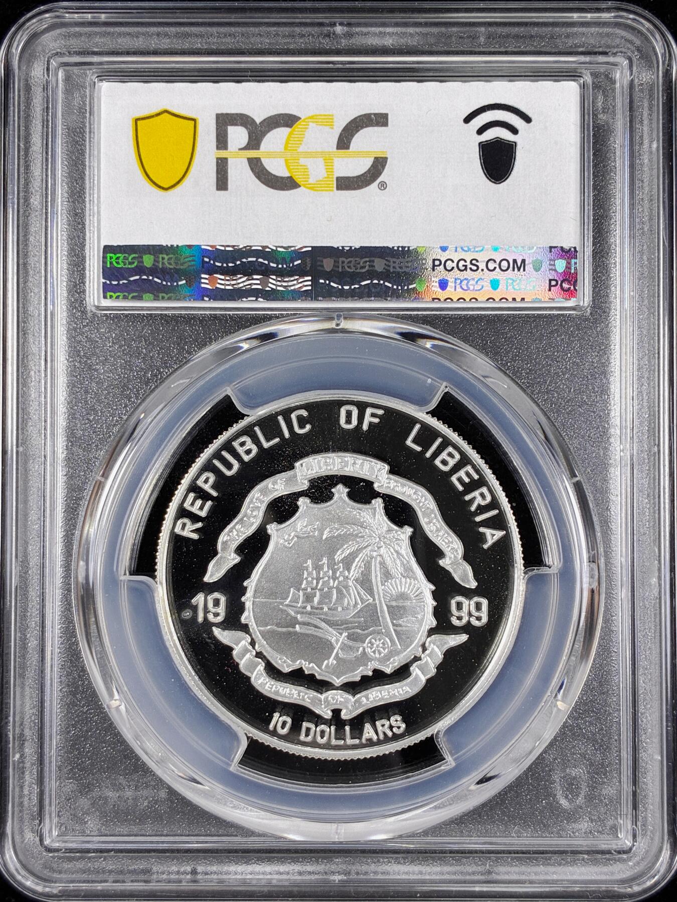 【雨安】【直播拍卖】【第0124期-评级币章】2026-01-17 周六 19:30 [评级现代] Liberia 利比里亚 10元 1999年 PCGS-PR69DCAM 精制币