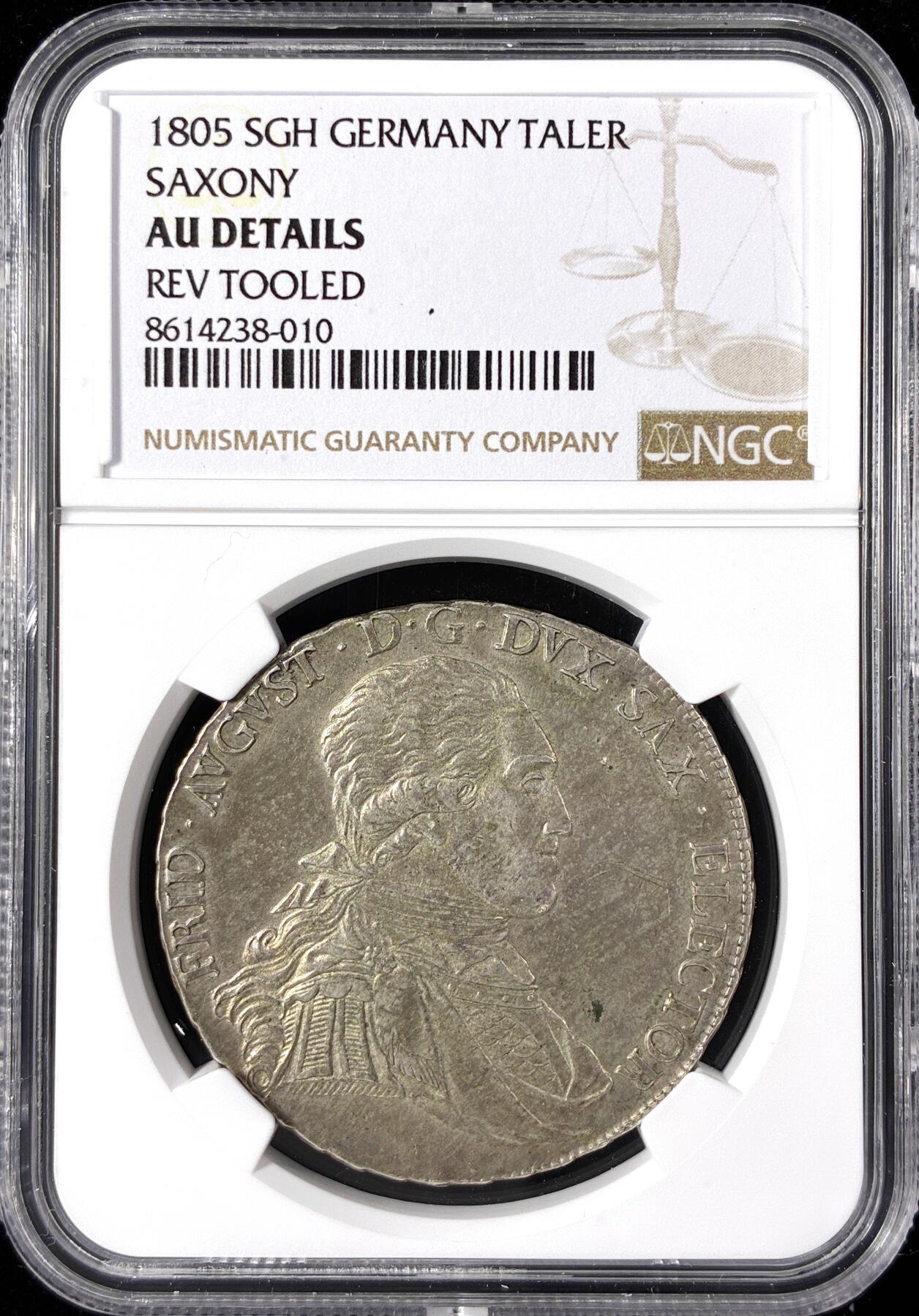 【雨安】【直播拍卖】【第0124期-评级币章】2026-01-17 周六 19:30 [评级德国] Germany 德国 德意志 1泰勒 Saxony萨克森 奥古斯特 军装 1805年  NGC-AU