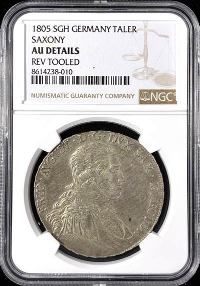 【雨安】【直播拍卖】【第0124期-评级币章】2026-01-17 周六 19:30 - [评级德国] Germany 德国 德意志 1泰勒 Saxony萨克森 奥古斯特 军装 1805年  NGC-AU