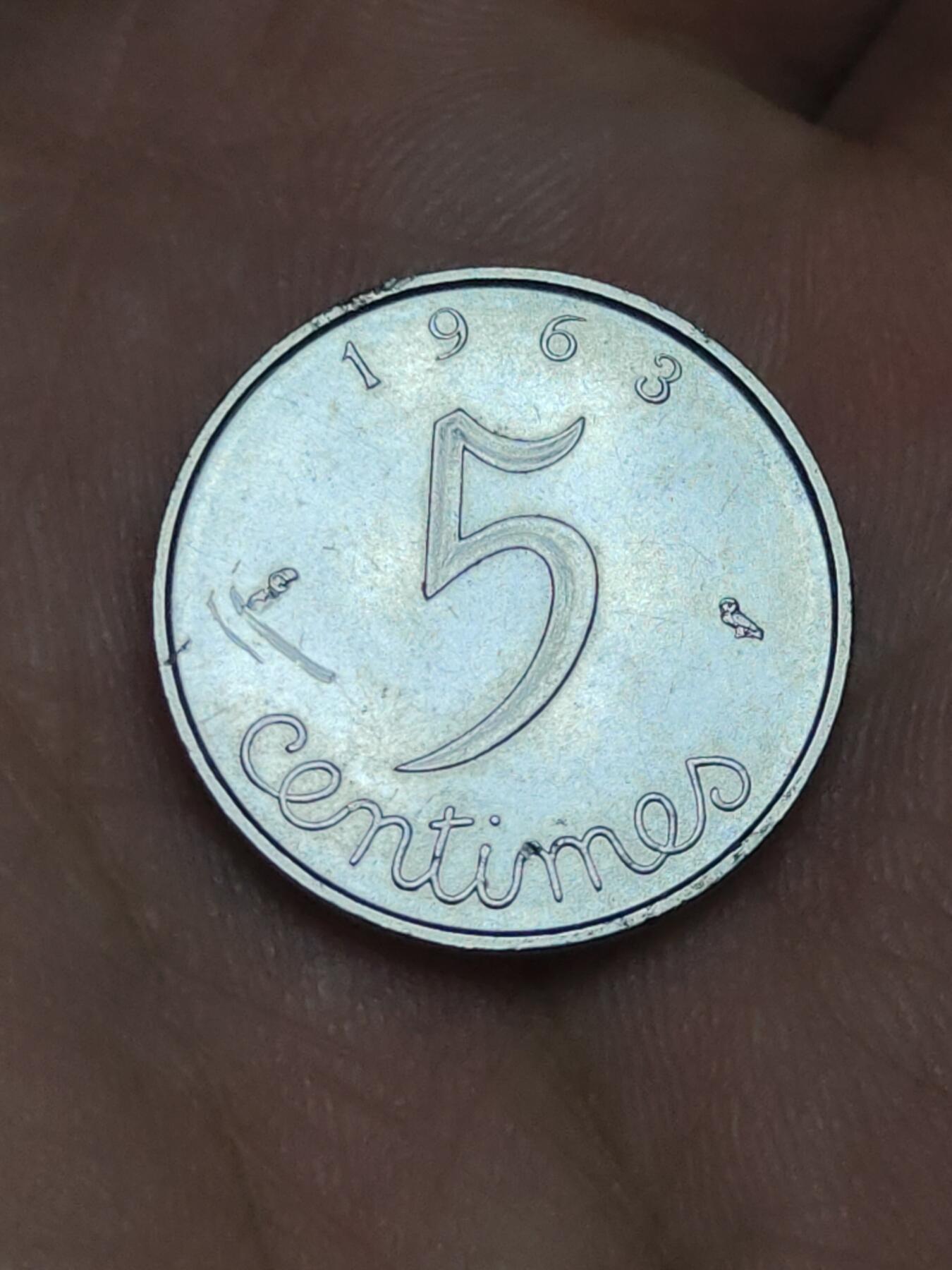 2026年第八场(总第一百七十七场）外国好品散币场(免佣金) 法国🇫🇷1963年5生丁(Owl–猫头鹰标)