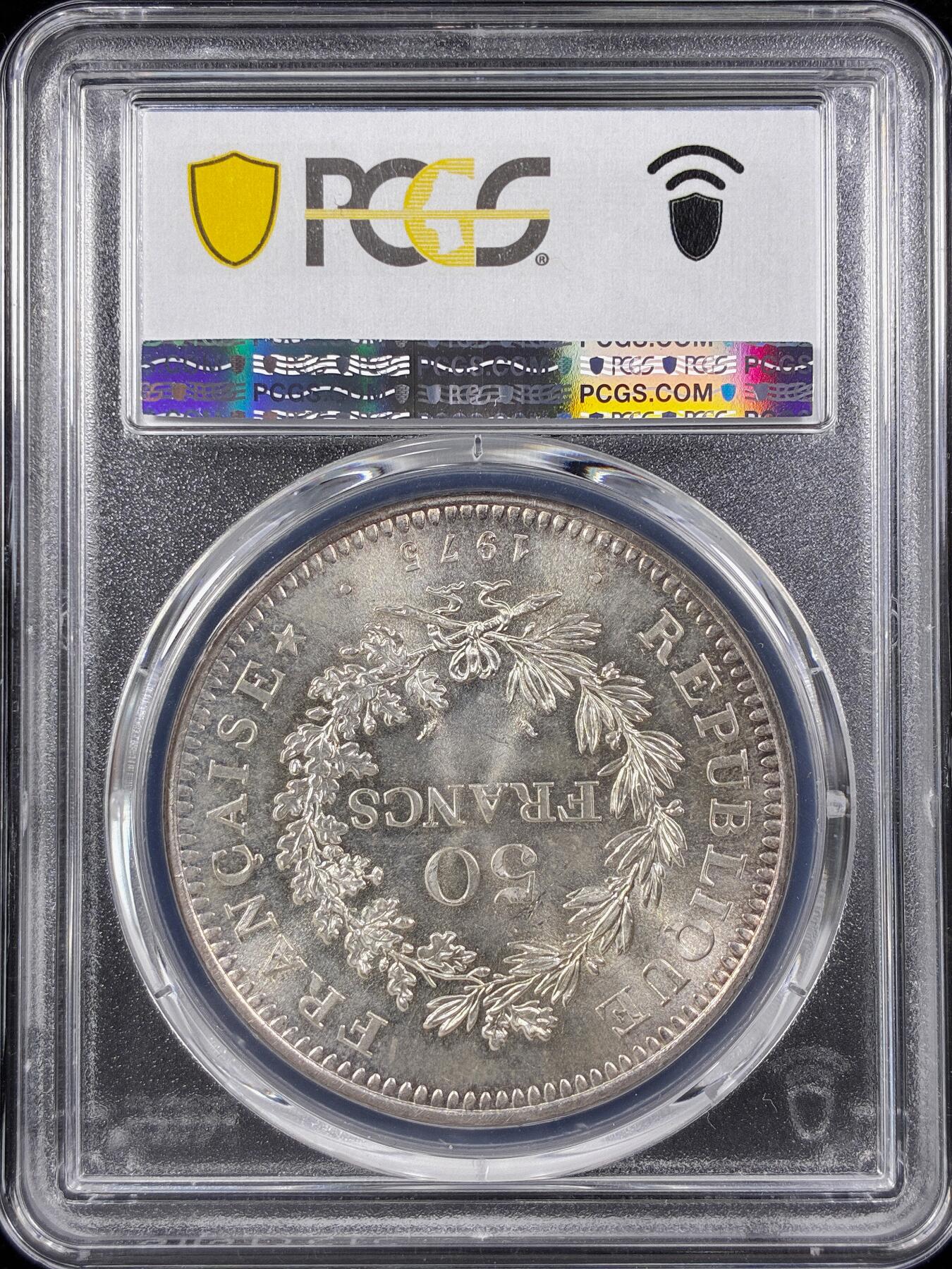 【雨安】【直播拍卖】【第0124期-评级币章】2026-01-17 周六 19:30 [评级现代] France 法国 50法郎 1975年 大力神  PCGS-MS65