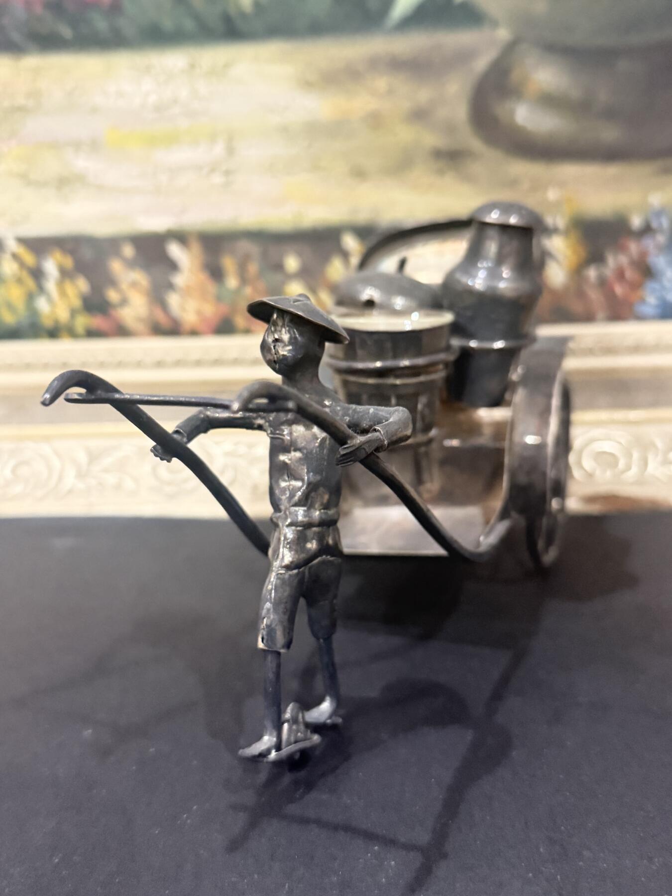 海外回流精品专场（鸽子请绕行） 欧洲回流清代银车摆件（长：20.5cm，重：264.5克）