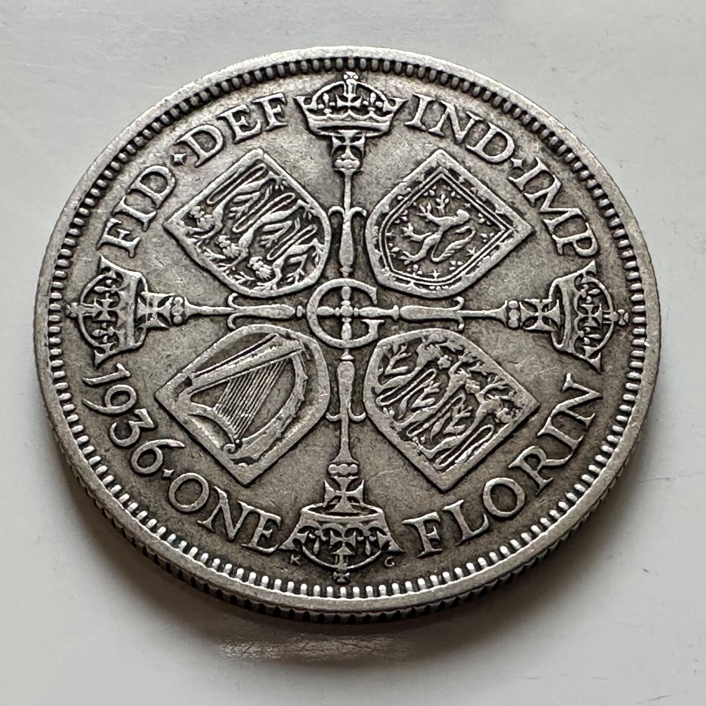 🌹外币初藏🌹🐯2026年第8场  每周二四六晚8️⃣点 接代拍 英国1936年1弗洛林银币 11.3克50%银 a