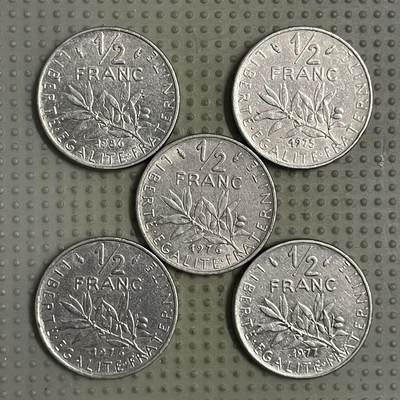 2026年第12场各国散币拍卖（总第162场）16.17两天外出，18号可以发货 - 法国1/2法郎5枚