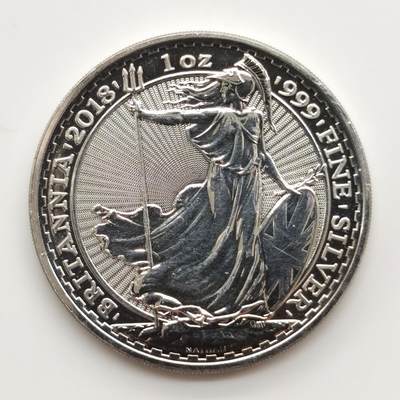 博洋堂世界钱币拍卖第157期（全场包邮） - 英国2018年不列颠女神1盎司银币，（1盎司≈31.10克）纯银999 银币，老版本，伊丽莎白女王像版本