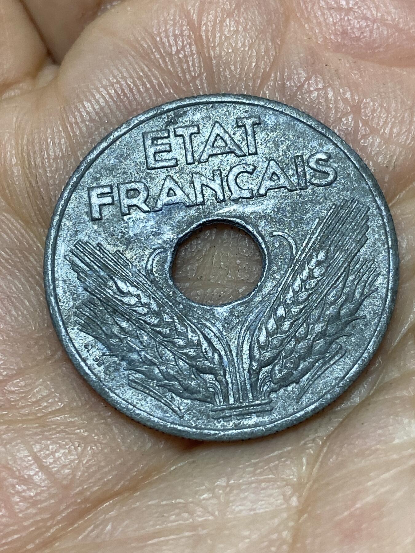 2026年第八场(总第一百七十七场）外国好品散币场(免佣金) 法国1941年20生丁(维希傀儡政府时期)