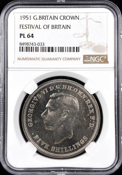 【雨安】【直播拍卖】【第0124期-评级币章】2026-01-17 周六 19:30 - [评级欧洲] Great Britain 英国 1克朗 1951年 乔治六世 NGC-PL64