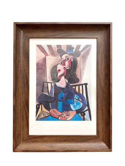 上海拍卖行2025年秋季古董珍玩拍卖会 - 抽象艺术限量复刻版画"坐在椅子上的女孩"(28.5×20.5cm,巴勃罗-毕加索,附件)