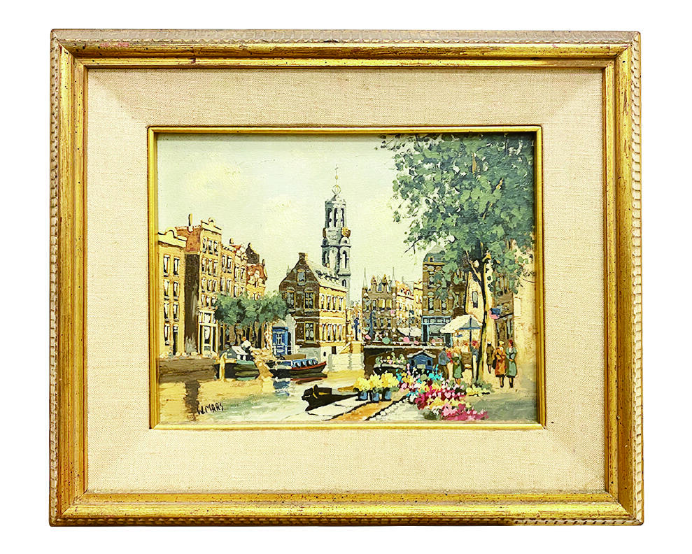 上海拍卖行2025年秋季古董珍玩拍卖会 法国手绘城市码头风景油画(39×34cm)