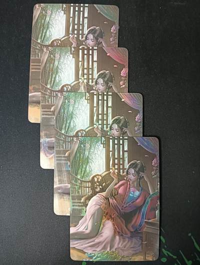 花开卡拍第61期（3月7号周六截拍，品控勿拍!!!拍品不寄存，运费5元（新疆需补运费差价或顺丰到付），自制卡难免瑕疵，可能存在轻微撞角爆边等出厂瑕疵，品控介意勿拍！） - 墨卡文创 御淑集 贾氏 三渐变+特藏，彩闪4张