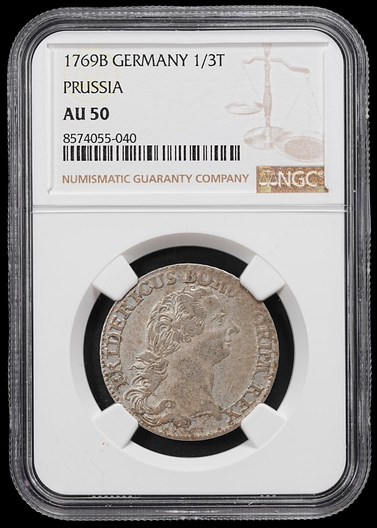 修遠堂世界钱币第101期 NGC AU50 1769年普鲁士1/3泰勒银币