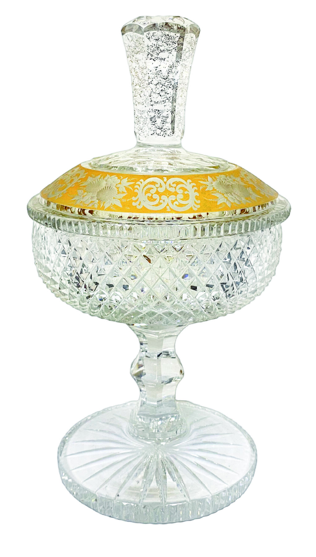 上海拍卖行2025年秋季古董珍玩拍卖会 20时间初英国手工切花描金水晶玻璃豆(H:30cm)