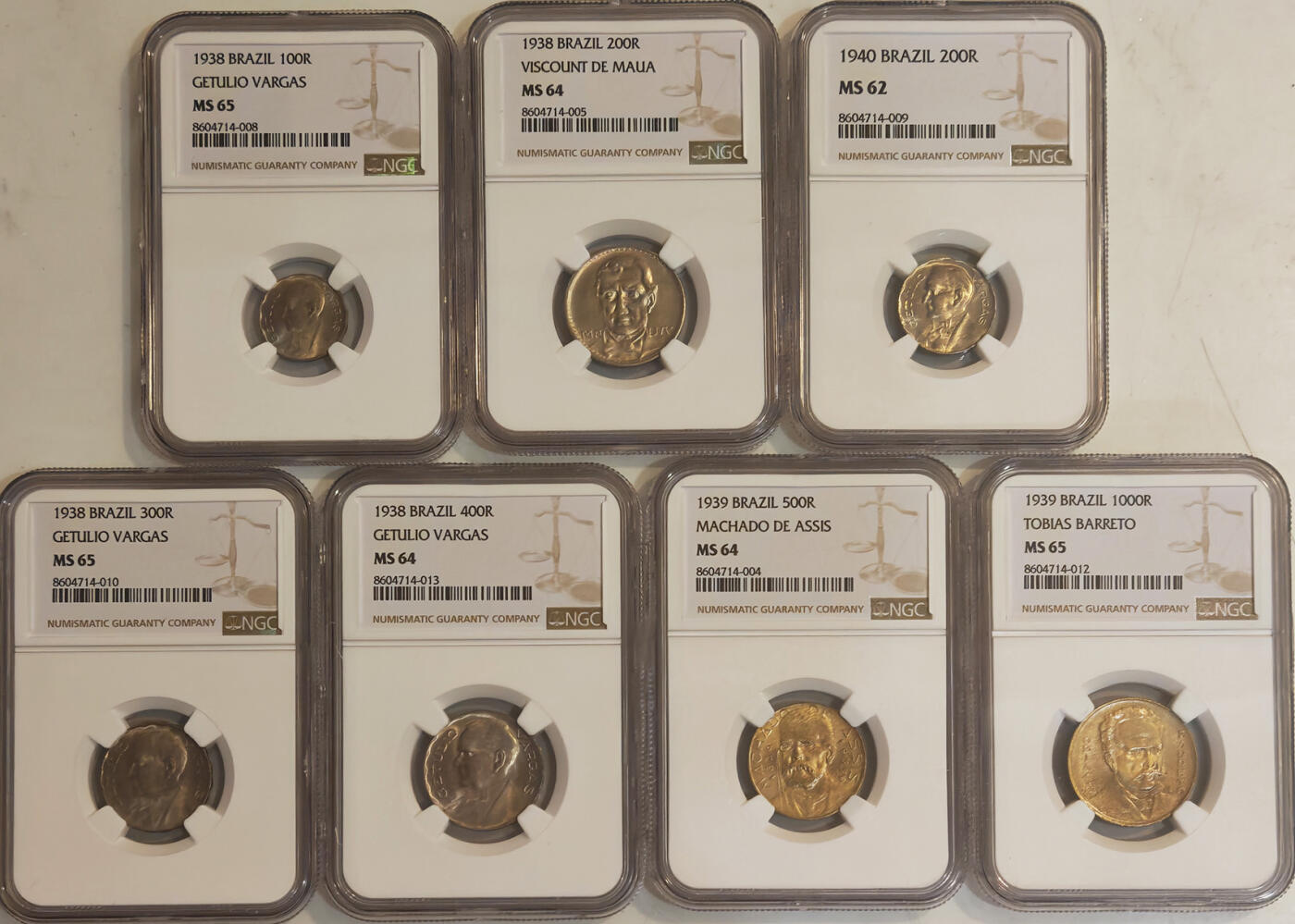NGC 1935-1940巴西老币好品14枚