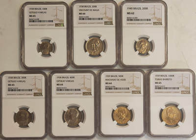 NGC 1935-1940巴西老币好品14枚 NGC 1935-1940巴西老币好品14枚