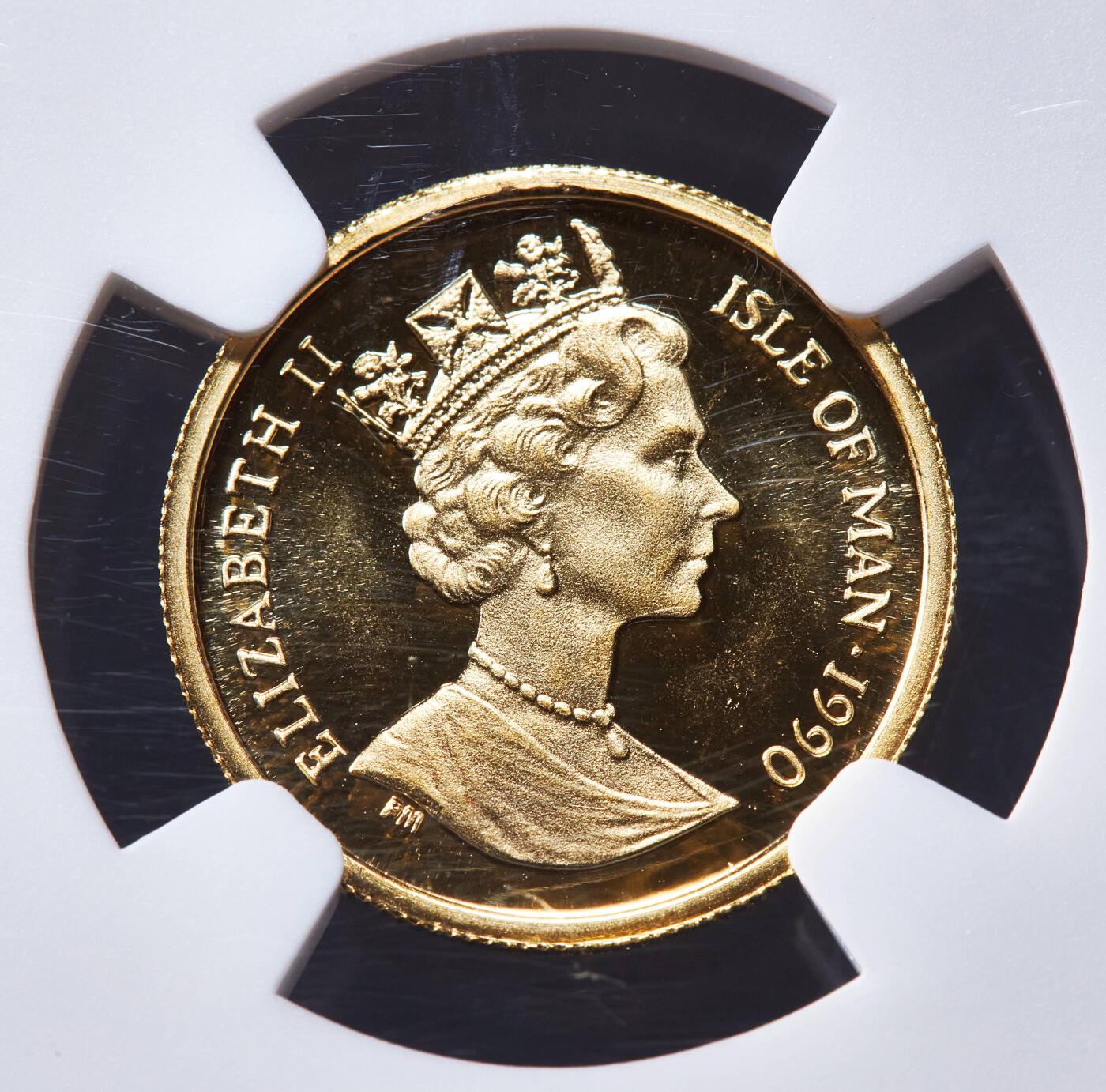 【俄甄集藏】“万象更新、马呈祥瑞”迎新春俄甄精品场-2026年(047)01-21 星期三 晚 19:30 全场包邮 英属马恩岛1990年PM版猫系列-纽约短毛家猫（巷猫）1/10克朗金币，NGC MS66，重3.11克，999金，类精制底板