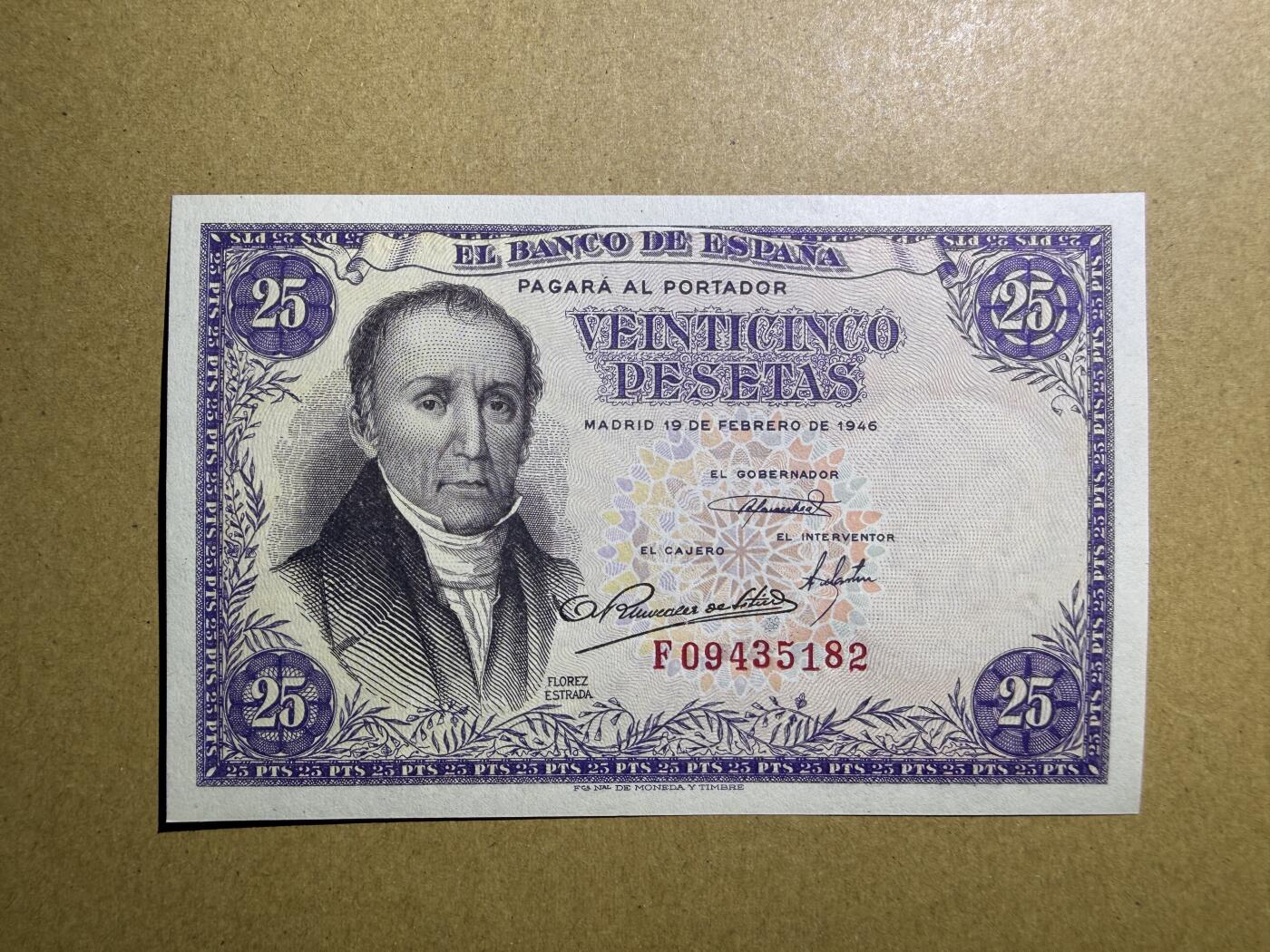 《艾美收藏》第229期-1.18周日外币荟萃 西班牙25比塞塔 UNC 1946年老版本