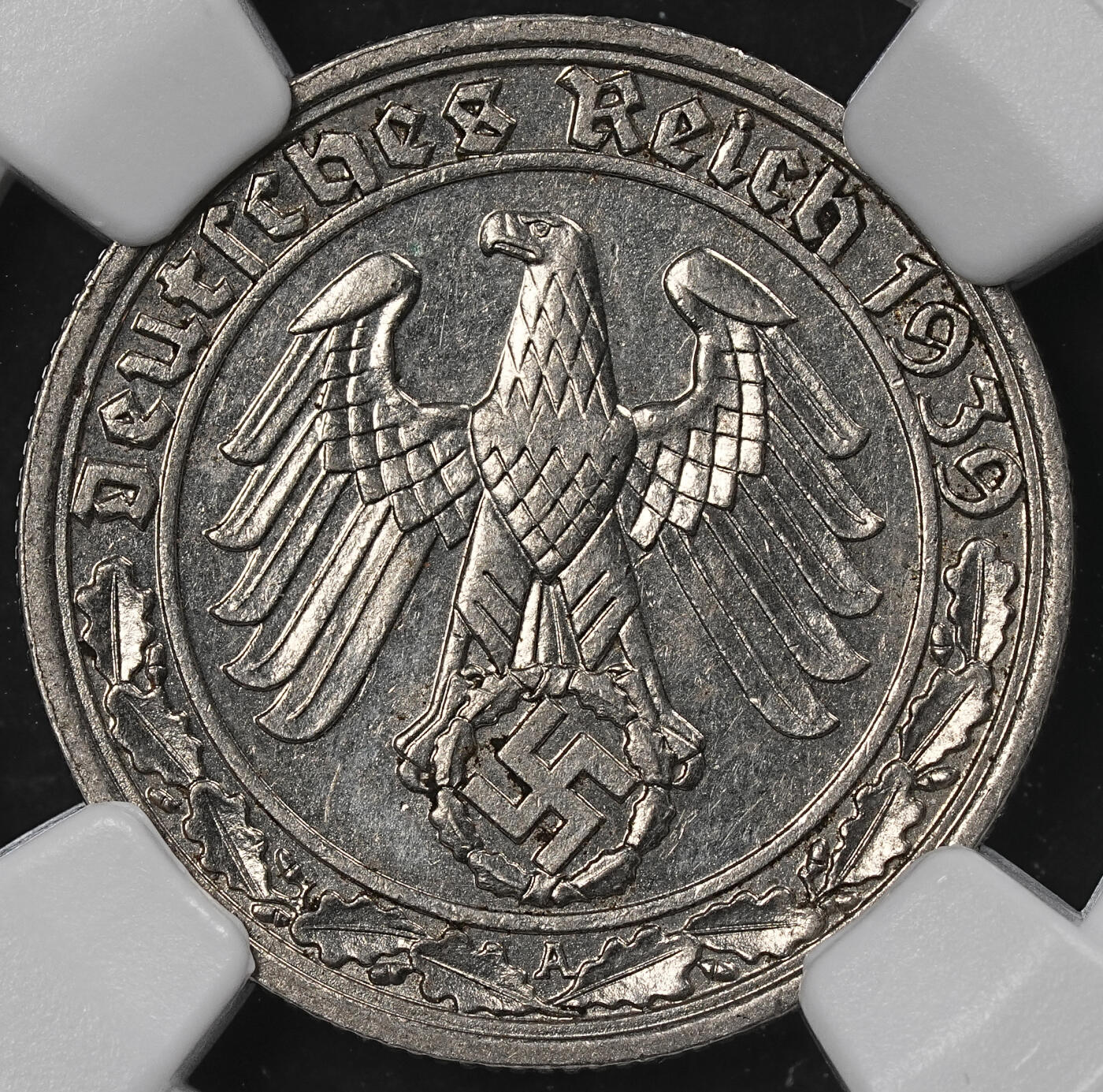 修遠堂世界钱币第101期 NGC MS62 1939德国50芬尼坦克币 A厂铭