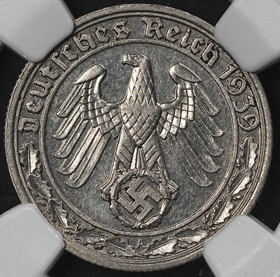 修遠堂世界钱币第101期 - NGC MS62 1939德国50芬尼坦克币 A厂铭