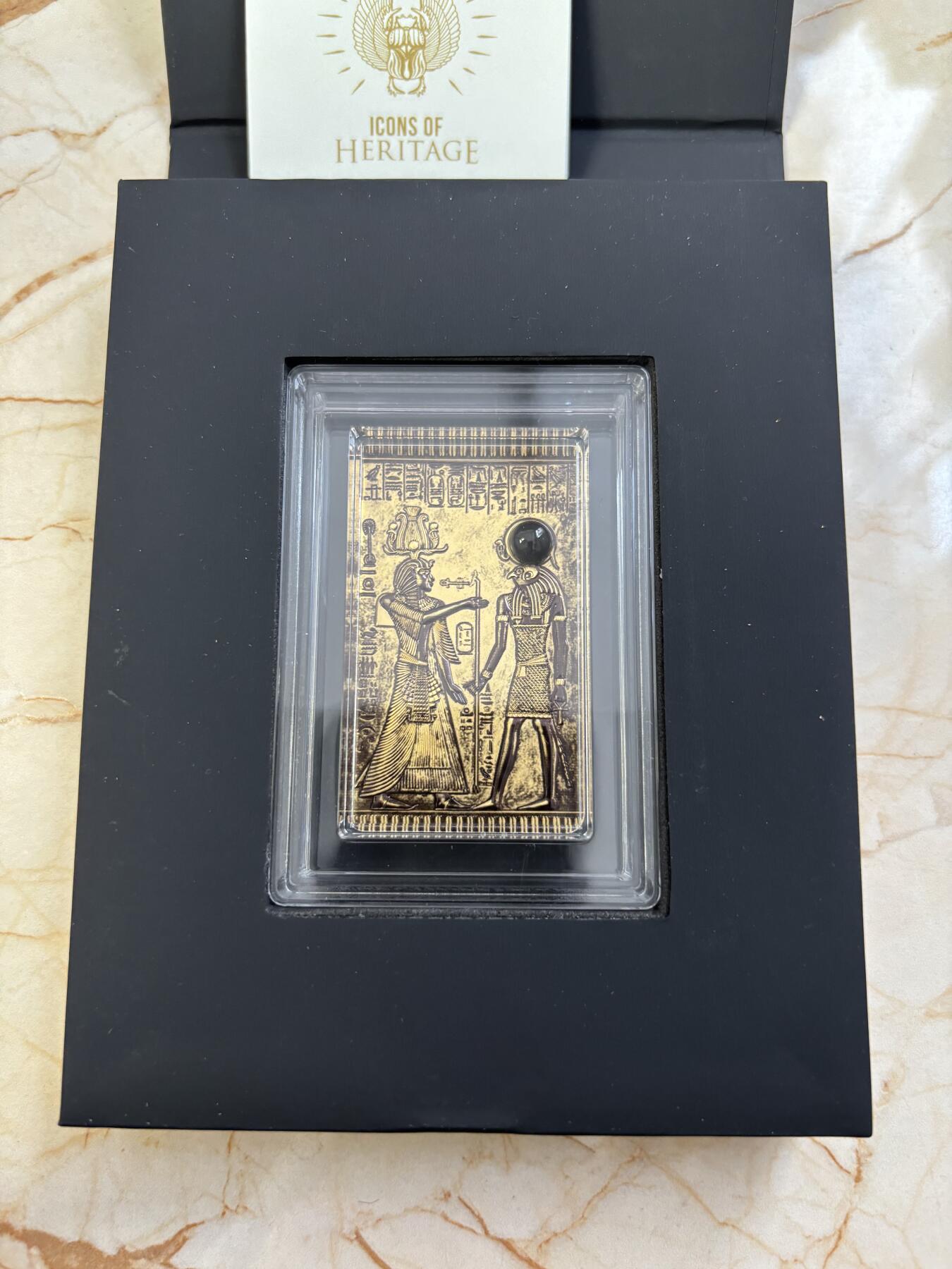 第188期拍卖 马里2022年埃及遗产埃及神Re镶宝石镀金2盎司纪念银币，2盎司，999银