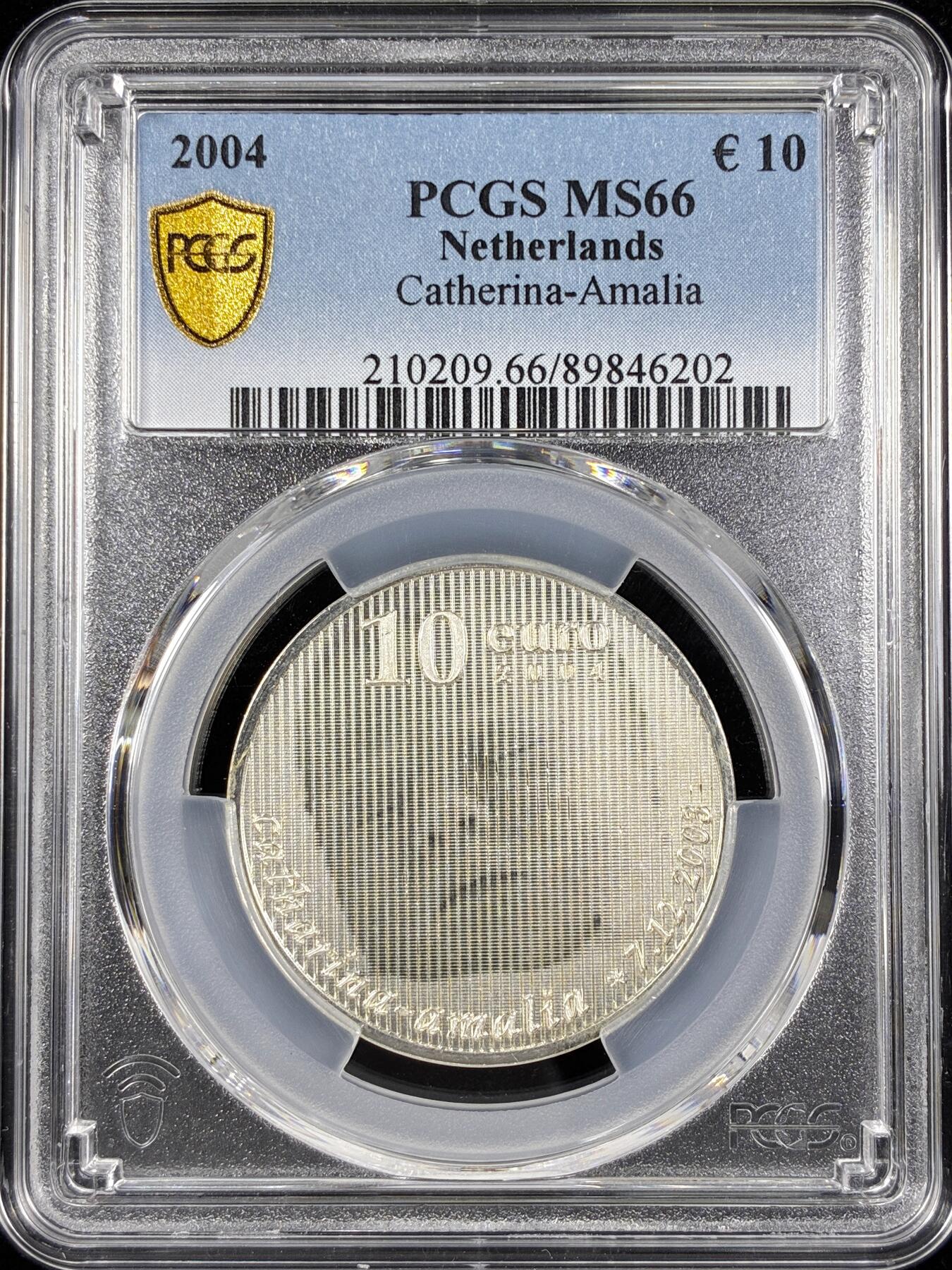 【雨安】【直播拍卖】【第0124期-评级币章】2026-01-17 周六 19:30 [评级欧元] Netherlands 欧元 荷兰 10欧元 2004年 阿玛莉亚公主  PCGS-MS66